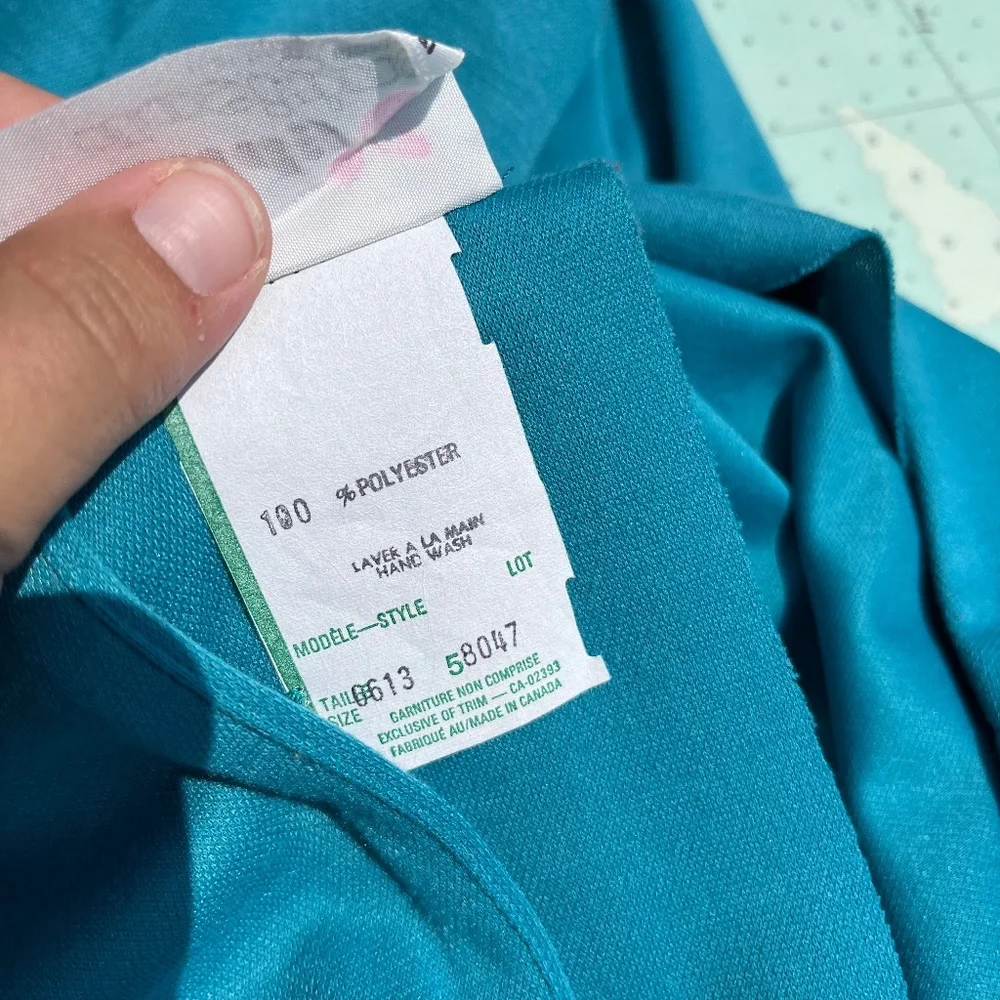 Vintage Teal Belted Button Back Dress - Picture 8 of 8
